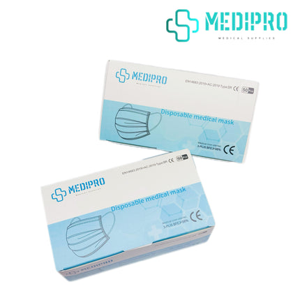 [MediPRO] Disposable Medical FaceMask 50 pcs, 3 ply, CE approved (Black and Blue colours)