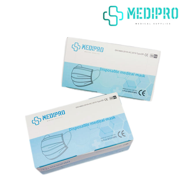 [MediPRO] Disposable Medical FaceMask 50 pcs, 3 ply, CE approved (Black and Blue colours)