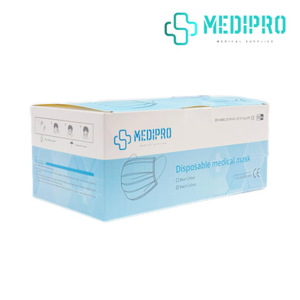 [MediPRO] Disposable Medical FaceMask 50 pcs, 3 ply, CE approved (Black and Blue colours)