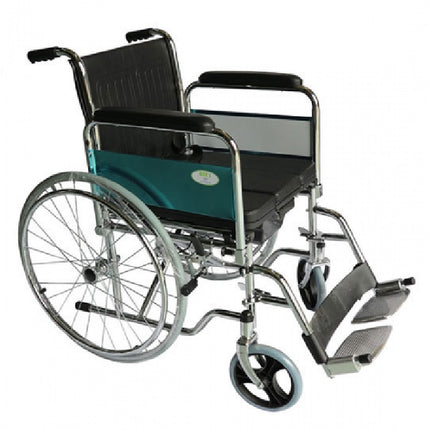 Deluxe Steel Commode Wheelchair W/Bucke