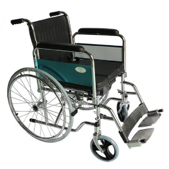 Deluxe Steel Commode Wheelchair W/Bucke
